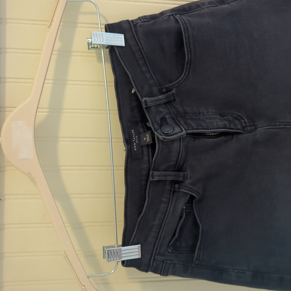Ann Taylor the taper black fade petite soft denim jeans